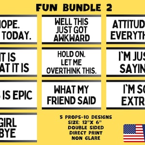Fun Bundle 2, Photo booth props, 360 photo booth props, custom photobooth props, props for weddings, parties events