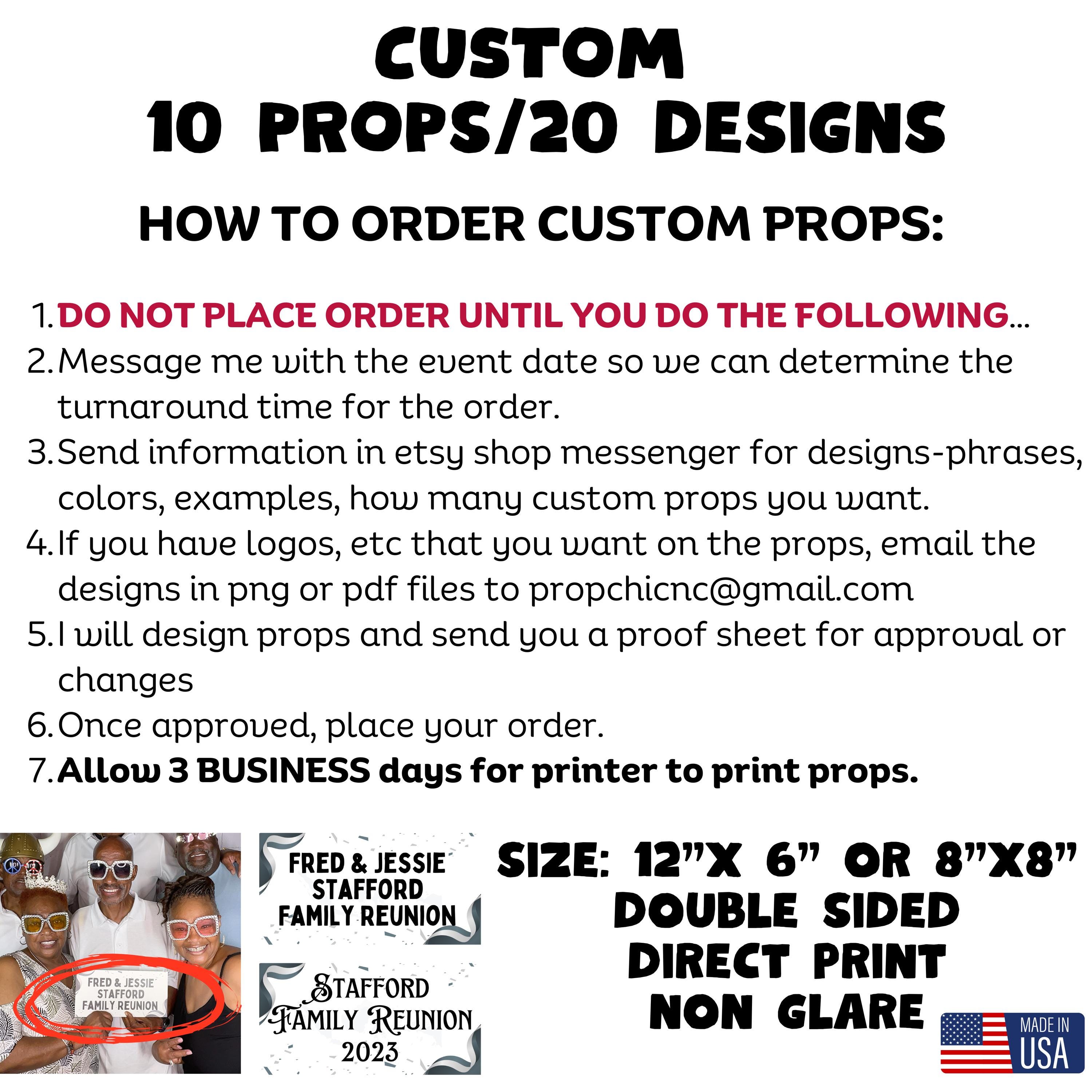 10 Props-20 Designs, Custom Props, Photo Booth Props, 360 Photo Booth ...