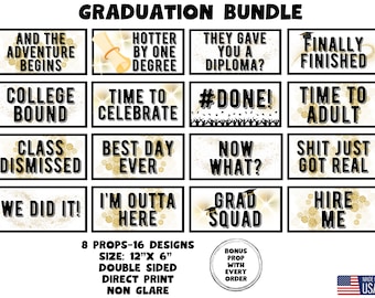 Graduation Bundle, Photo booth props, 360 photo booth props, custom photobooth props, props for weddings, parties events