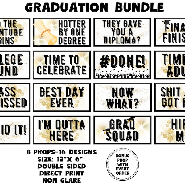 Graduation Bundle, Photo booth props, 360 photo booth props, custom photobooth props, props for weddings, parties events