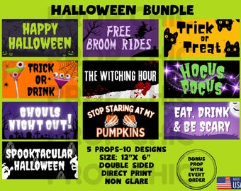 Halloween Photo Booth Props, Double Sided, 10 Designs