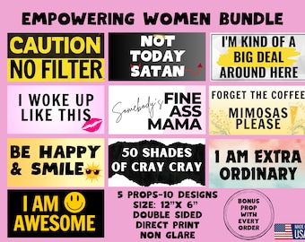 Empowering Women Bundle, Photo booth props, 360 photo booth props, custom photobooth props, props for weddings, parties events