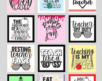 Teacher Photo Booth Props, Double Sided, 12 Designs