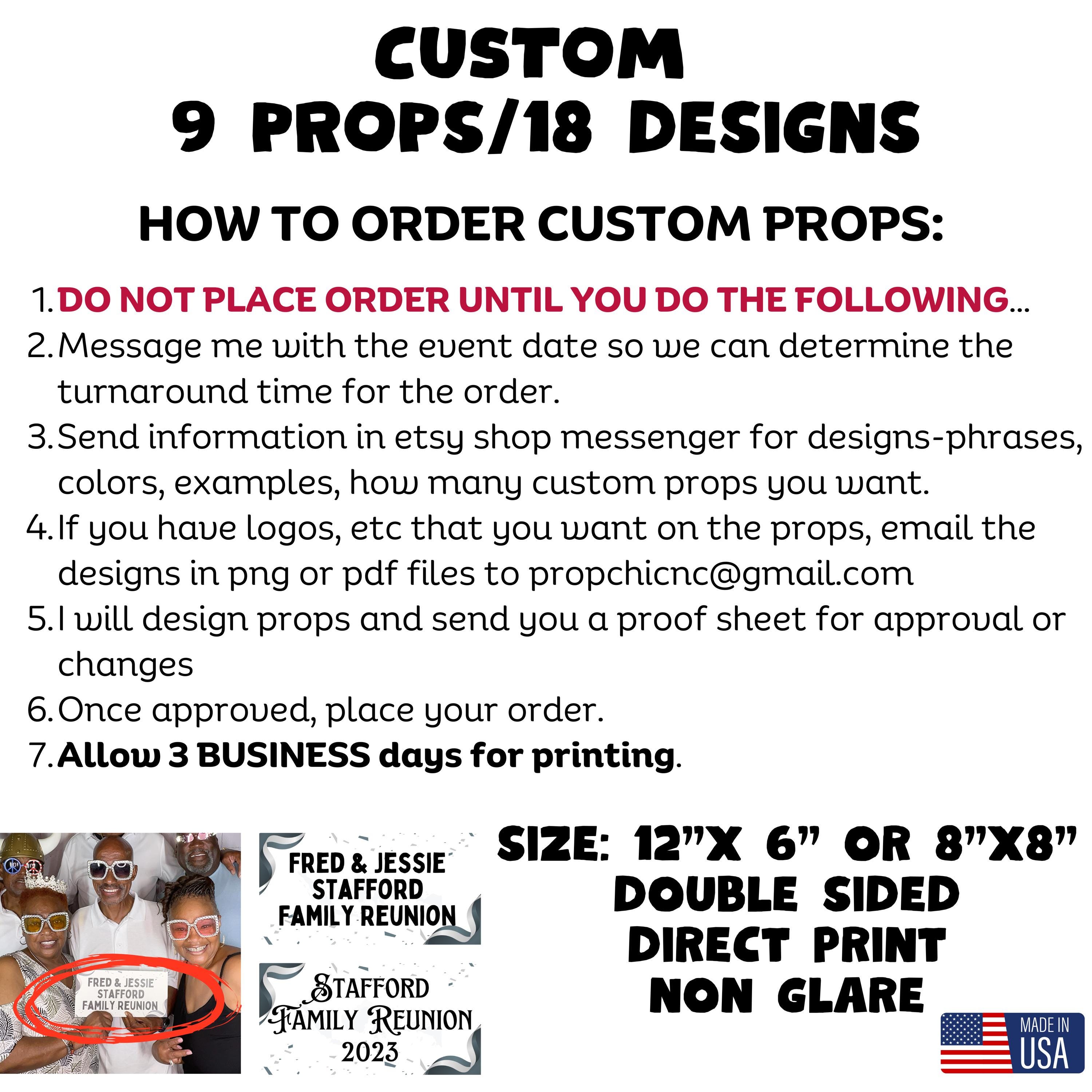 Custom Photo Booth Props, Double Sided, Party Events, 9 Props - Etsy
