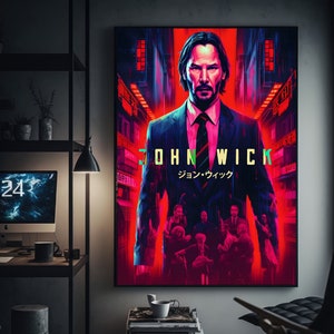 John Wick Movie Poster Japanese Neon Style | PRINTABLE Art Print