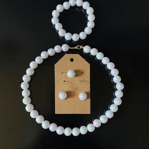 Pearl Necklace, Bracelet, and Earrings Set - Jewelry Set - Gift for Her
