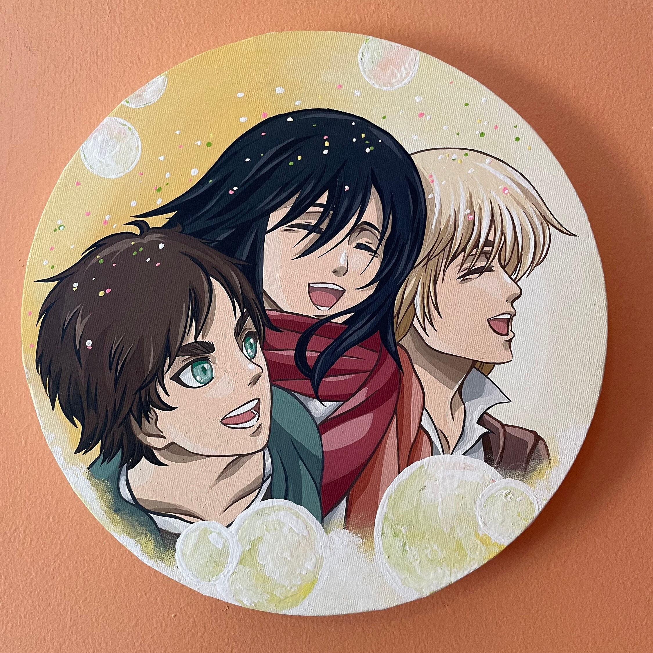 Eren, Mikasa, Armin, Hanji & Levi  Titãs anime, Anime, Attack on