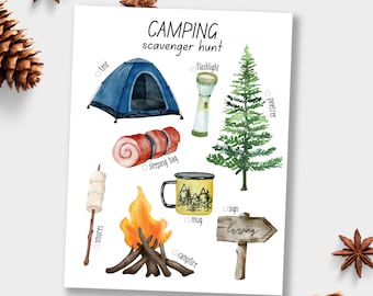 Printable Camping Scavenger Hunt Homeschool Learning Materials Nature Study Toddler Kids Activities