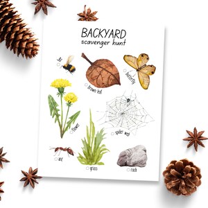 Printable Backyard Scavenger Hunt Homeschool Learning Materials Nature Study Toddler Kids Activities