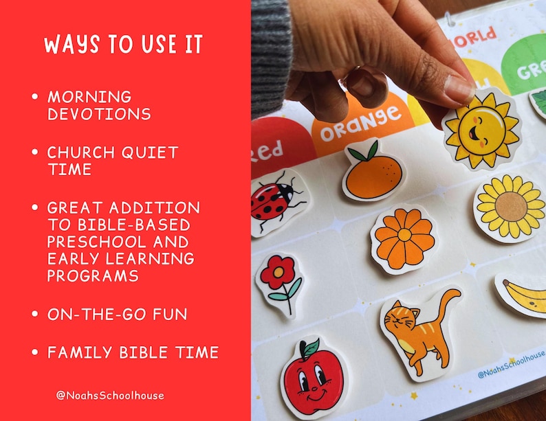 Printable 'My Bible Adventure Busy Book' showing a cartoon Jesus on a swing in a sunny sky. Includes text about 13 activities and 22 pages.