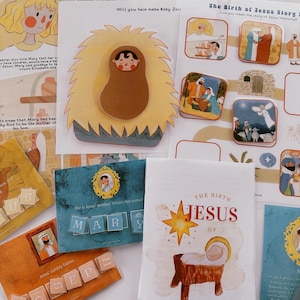 Printable Jesus Birth Activity | Nativity Story | Homeschool | Sunday School Lessons | Cut and Paste