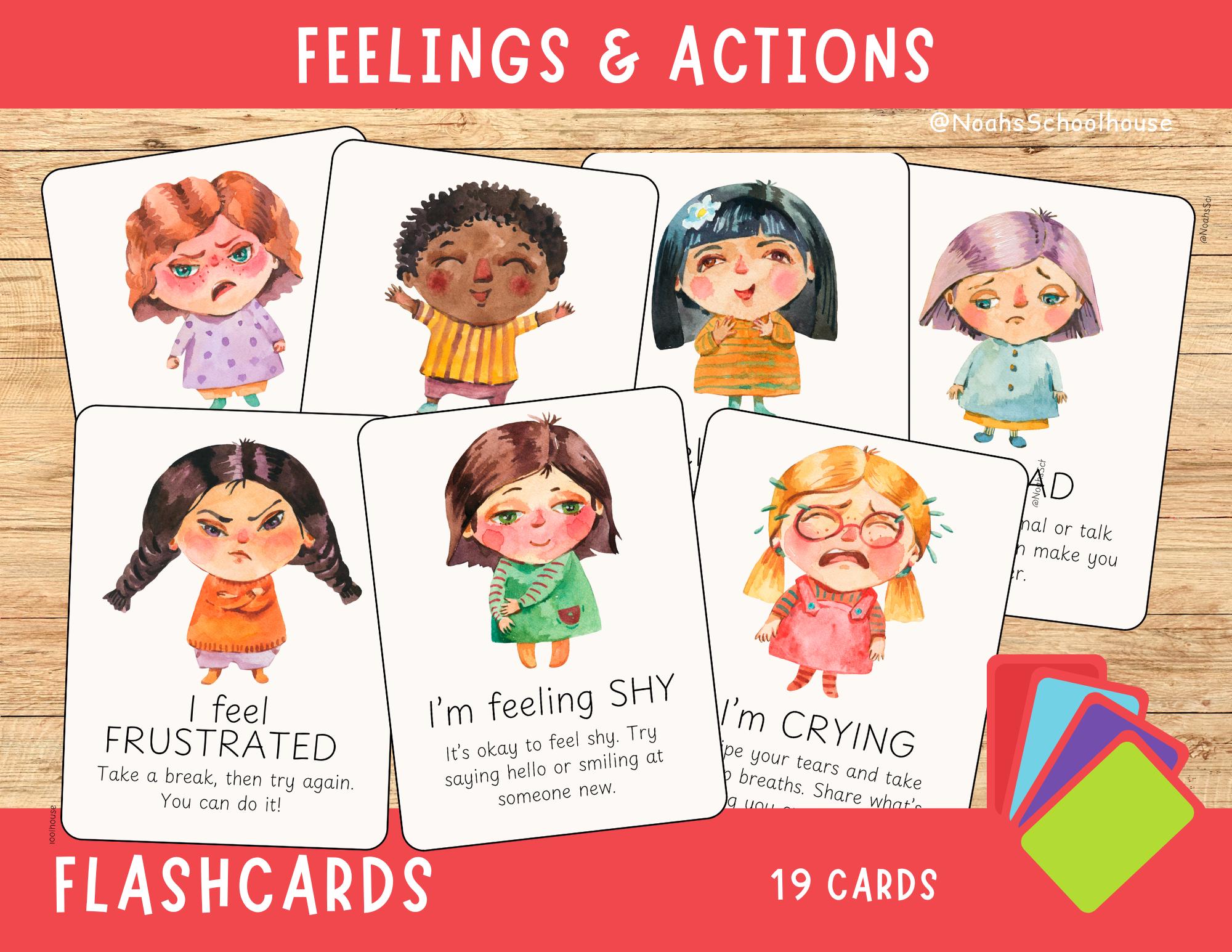 Printable Feelings and Actions Cards | Emotions Activity | Garland | Nursery Decor | Classroom Decor | Montessori