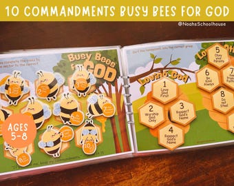 Printable 10 Commandments Busy Bees For God | Binder Activity | Preschool Activity | Homeschool | Sunday School