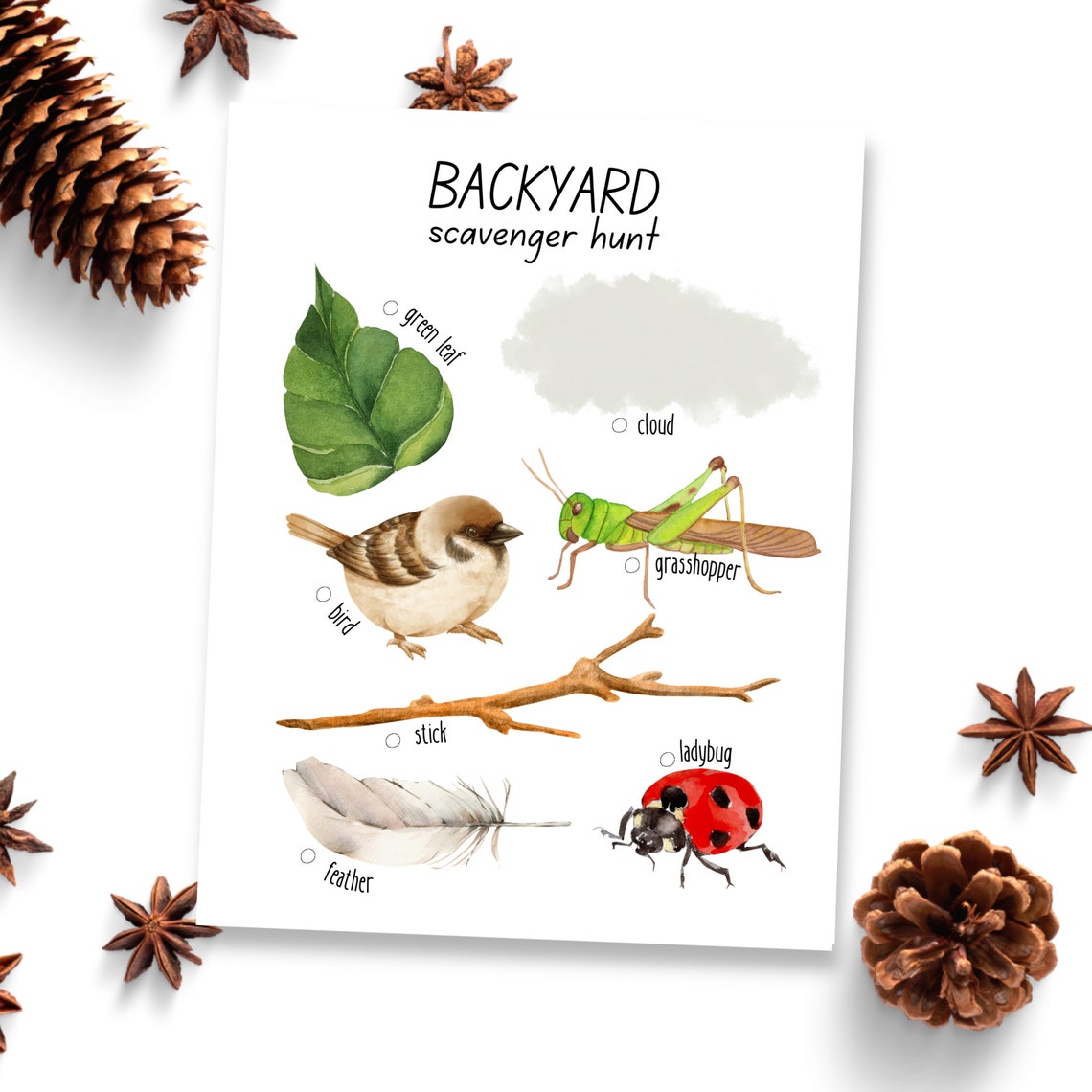 Printable Backyard Scavenger Hunt Homeschool Learning Materials Nature ...