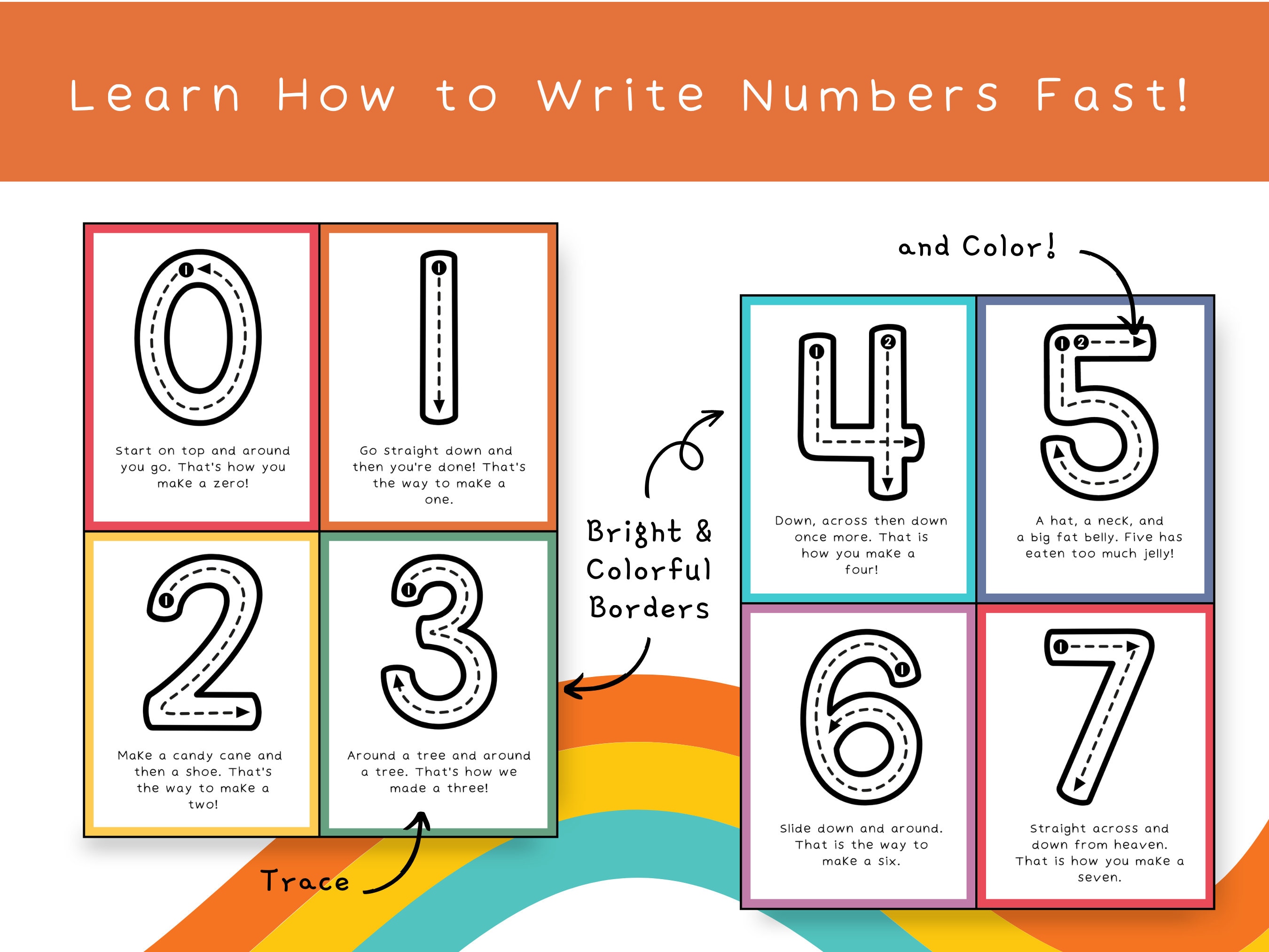 Printable Number Tracing, Math Coloring Page, Homeschool, Writing ...