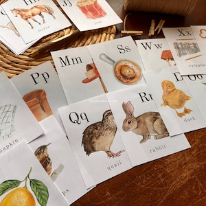Flashcards do alfabeto para impressão | Flashcards do alfabeto em aquarela | Homeschool | Atividades para crianças pequenas | Decoração de sala de aula