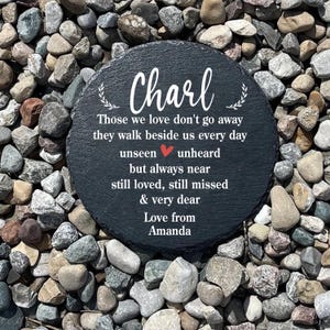 Graveside Memorial Ornament, Small Personalised Memorial Plaque, Slate Heart Shaped Cemetery Grave Decoration, Loved One Remembrance Gift