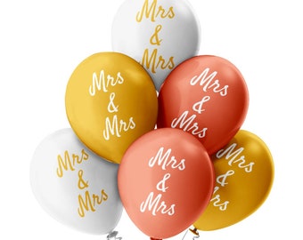 6 Luftballons Mrs & Mrs - Freie Farbauswahl - Hochzeitsballons