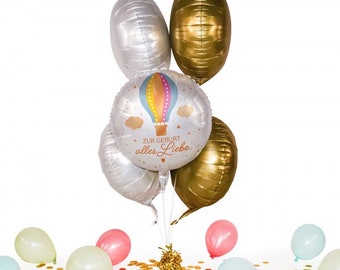 Heliumballon in a Box - Zur Geburt Heißluftballon  | Ballons bereits mit Helium gefüllt | Wähle deine Anzahl an Ballons
