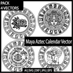 Packung mit 4 aztekischen Maya-Kalender - SVG Vektor