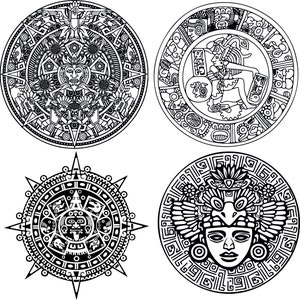 Pack of 77 Aztec Silhouettes - PART 2 - Clipart for Engraving and ...