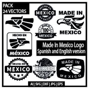 Pack of 24 Made in Mexico | Hecho En Mexico - clipart for engraving and cutting - All formats included