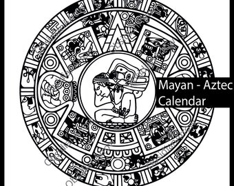 Azteken Maya Kalender - SVG Cut File Printable