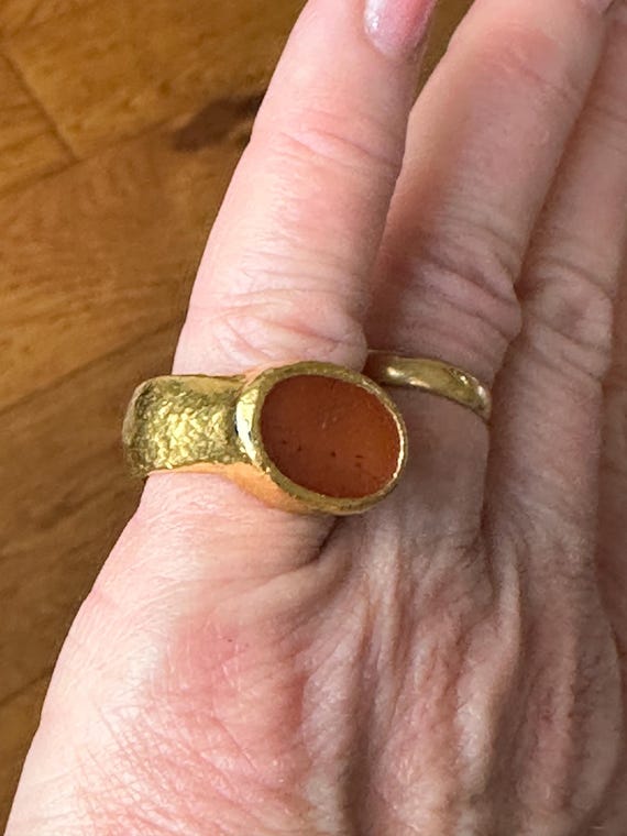 Authentic Gurhan ring, 24K solid gold, carved Isl… - image 9