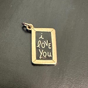 Vintage 14k Gold Vintage I Love You Emaille Anhänger