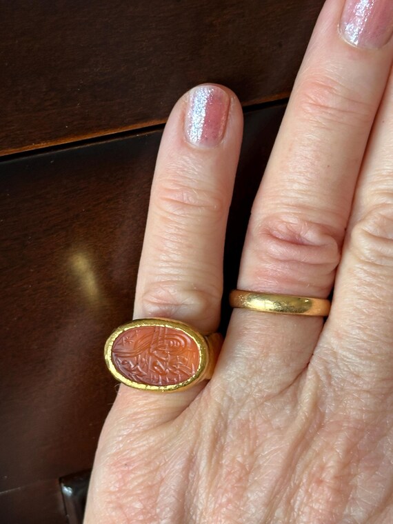 Authentic Gurhan ring, 24K solid gold, carved Isl… - image 8