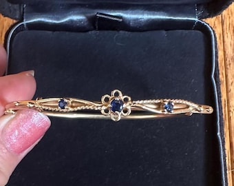 Vintage-Armband aus 14-karätigem Gelbgold mit Saphir, klappbar