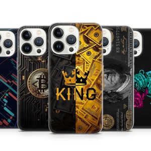 Custodia per telefono Bitcoin Trading Crypto Money adatta per iPhone 15 Pro Max, 14 Plus, 13, 12, 11, XR, XS e Samsung S23, S22, A54, A53, Pixel 8, 7