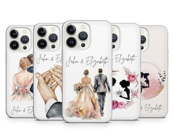 Personalized Wedding Couple Names phone case for iPhone 15 14 13 Pro Max 12 11, Samsung S23 FE, S22 Ultra, A12, Huawei P50 Pro, Pixel 8