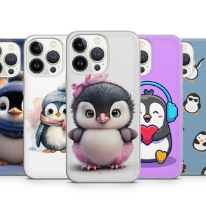 Schattige pinguïn telefoonhoesje, dier telefoonhoesje geschikt voor iPhone 16 Pro Max 15 Plus 14 13 12 11 XR XS, Samsung S24FE S23 A55 A35, Pixel 9 Pro 8A 7