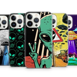 Aliens UFO Spaceship Planets Art Phone Case apto para iPhone 15 Pro Max, 14 Plus, 13, 12, 11, XR, XS y Samsung S23, S22, A54, A53, Pixel 8, 7