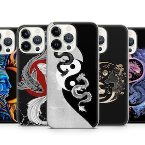 Yin Yang Sign Chinese Art Phone Case apto para iPhone 15 Pro Max, 14 Plus, 13, 12, 11, XR, XS y Samsung S23, S22, A54, A53, Pixel 8, 7