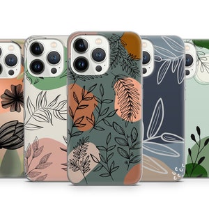 Minimalistic Flower Print Aesthetic Phone Case for iPhone 16 Pro Max 15 Plus 14 13 12 11 XR XS, Samsung S24FE S23 A55 A35, Pixel 9 Pro 8A 7