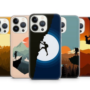 Climbing Phone Case, Mountains Hiking phone case for iPhone 16 Pro Max 15 Plus 14 13 12 11 XR, Samsung S24FE S23 A55 A35, Pixel 9 Pro 8A 7