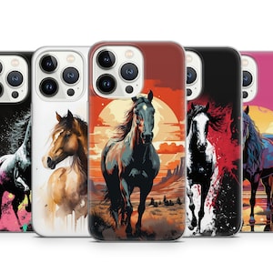 Horse Art Drawing Phone Case, Aesthetic Cover Case for iPhone 15 Pro Max, 14 Plus, 13, 12, 11, XR, XS & Samsung S23, S22, A54, A53, Pixel 8