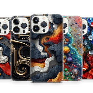 Aesthetic Abstract 3D Art Painting Phone Case for iPhone 15 Pro Max, 14 Plus, 13, 12, 11, XR, XS & Samsung S23, S22, A54, A53, Pixel 8 pro 7