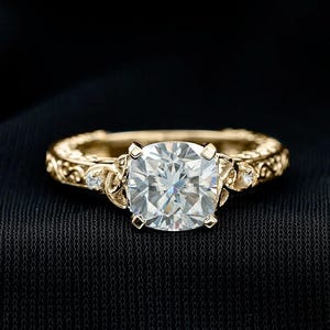 8 MM kussen gesneden Lab Grown Solitaire Keltische knoop ring/unieke 14K witgouden Keltische ring/antieke stijl solitaire Keltische knoop ring/cadeau voor haar