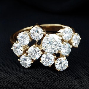 Einzigartige Snowdrift Lab gewachsene Diamant Cluster Ehering, Cocktail Statement Ring, Illusion Cluster Setting Ring, schöner Ring für Sie