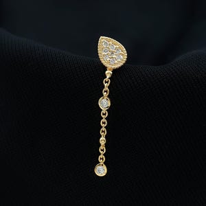 Brinco de luxo com diamante cultivado em laboratório, brinco estilo lágrima para casamento, brincos longos estilo estação de diamante, brincos de corrente estilo lágrima