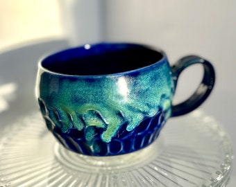 Blue and Green Textured Mug