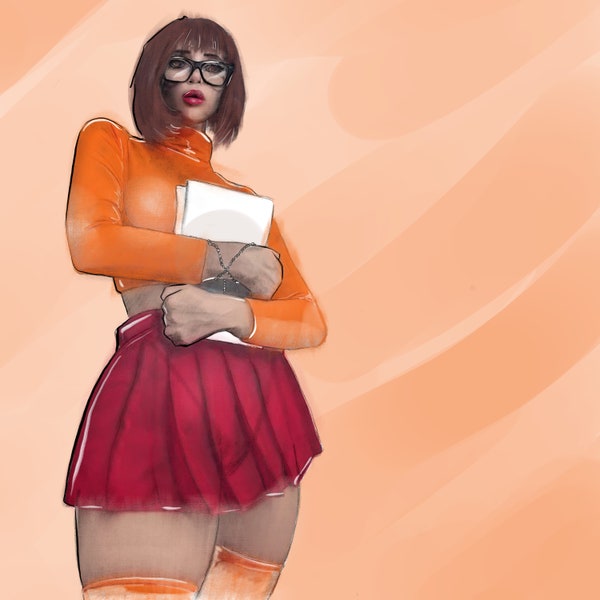 Velma- cosplay- printable gift- Custom Artwork- Scooby Doo- comics- png- jpeg- Cricut print cut- Silhouette- Shirt Art- Custom- comics