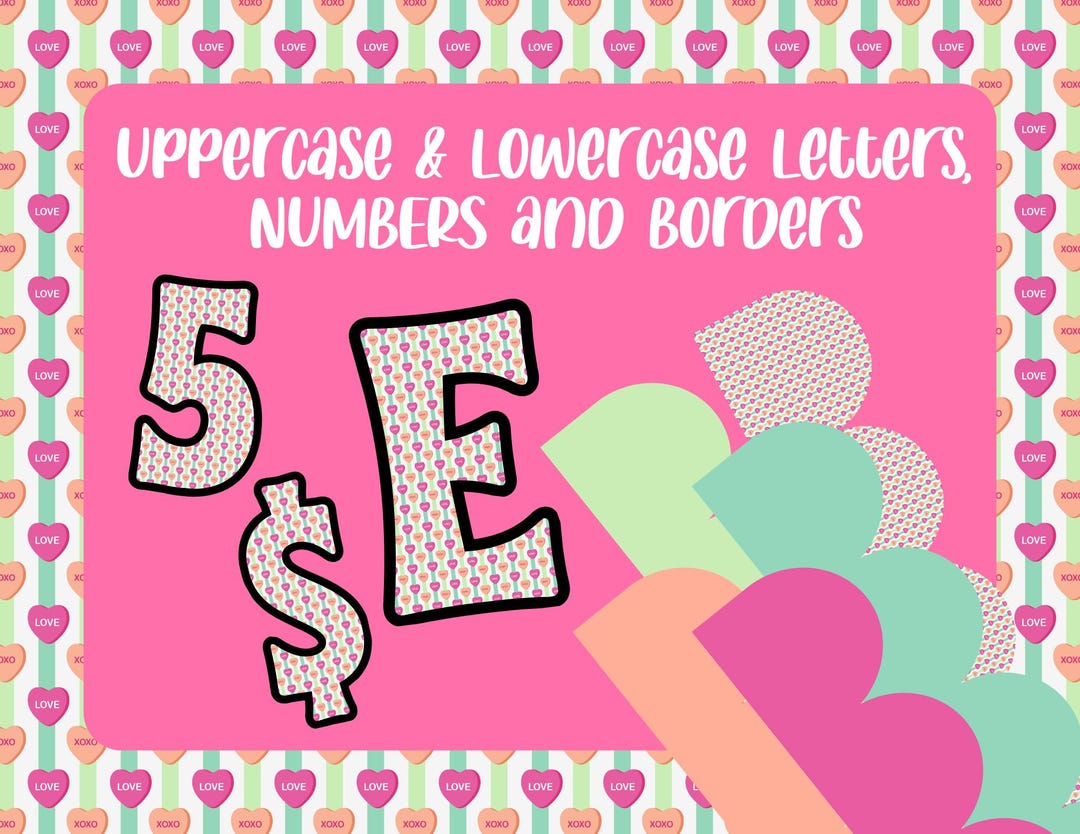Valentine Bulletin Board Letters | Conversation Hearts Alphabet ...