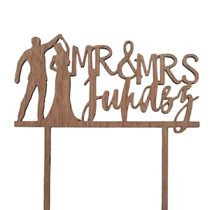 Mahagoni Holz Cake Topper für Hochzeit, personalisierte Cake Topper, rustikale Hochzeitstorte Topper, Mr Mrs Cake Topper, Jubiläum Cake Topper