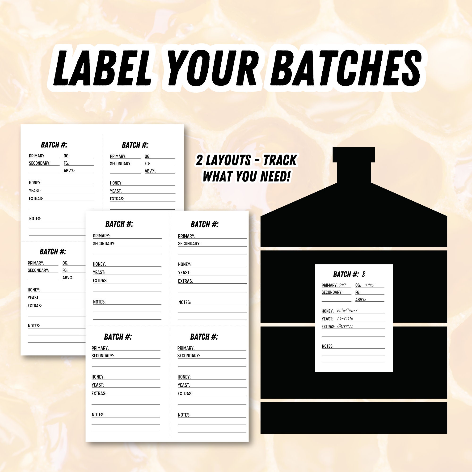 Mead Homebrew Tracking Sheets Digital Download Tracker Mead Recipe