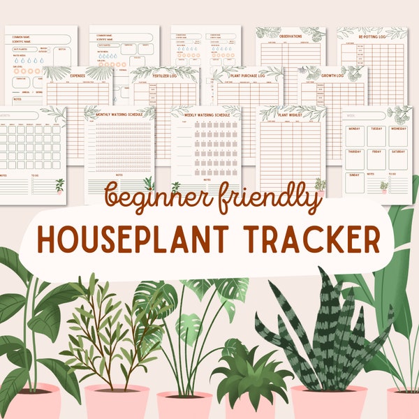 House Plants Journal | Beginner-Friendly Indoor Plant Journal | Plant Care Organizer | Garden Planner Tracking | Plant Tracking Profile Page