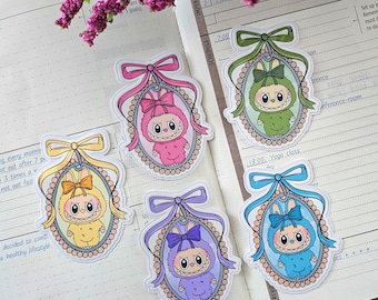 Labubu Coquette Sticker Pack, Cute Vinyl Decals for Laptop Water Bottle Planner, Kawaii Stickers, Anime Sticker Collection, Gift